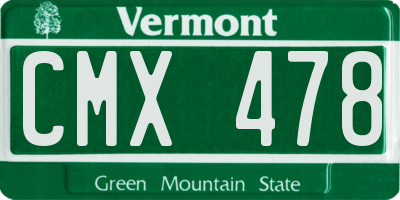 VT license plate CMX478