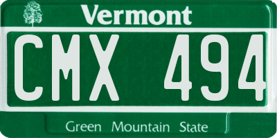 VT license plate CMX494