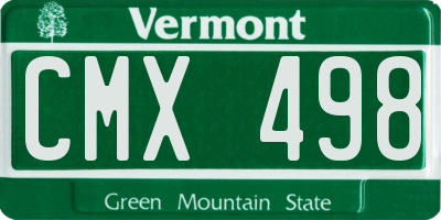 VT license plate CMX498