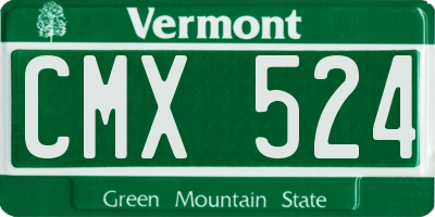 VT license plate CMX524