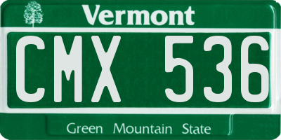 VT license plate CMX536