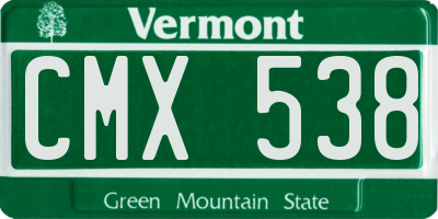 VT license plate CMX538