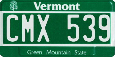 VT license plate CMX539