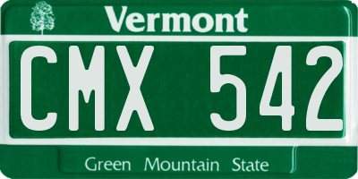 VT license plate CMX542