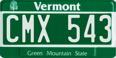 VT license plate CMX543