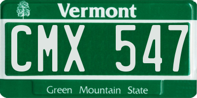 VT license plate CMX547