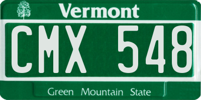 VT license plate CMX548