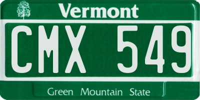 VT license plate CMX549