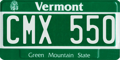 VT license plate CMX550