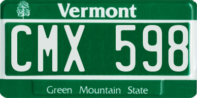 VT license plate CMX598