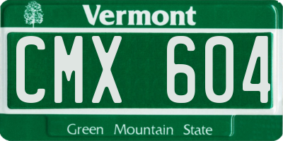 VT license plate CMX604