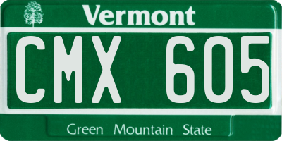 VT license plate CMX605