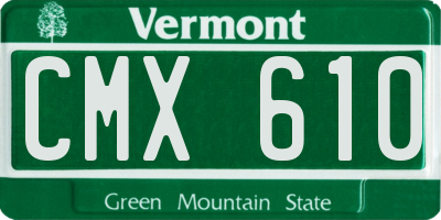 VT license plate CMX610