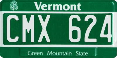 VT license plate CMX624