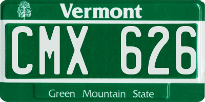 VT license plate CMX626
