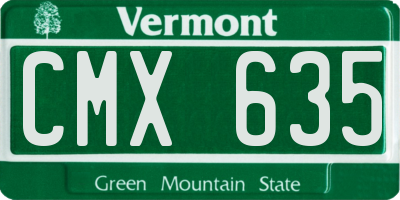 VT license plate CMX635