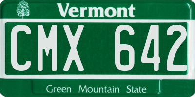 VT license plate CMX642