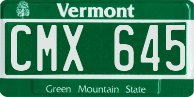 VT license plate CMX645