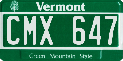 VT license plate CMX647