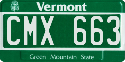 VT license plate CMX663