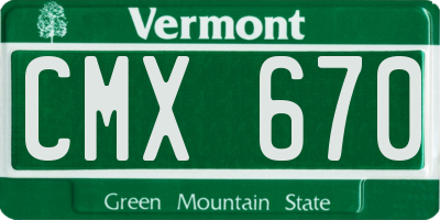 VT license plate CMX670
