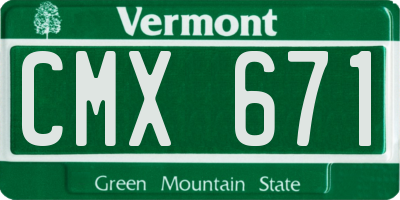 VT license plate CMX671
