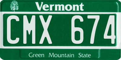 VT license plate CMX674
