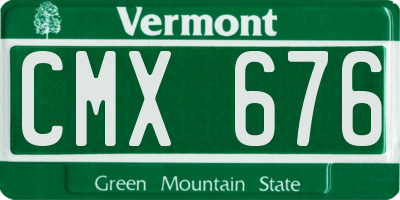 VT license plate CMX676