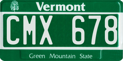 VT license plate CMX678