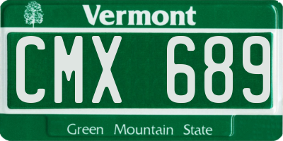 VT license plate CMX689
