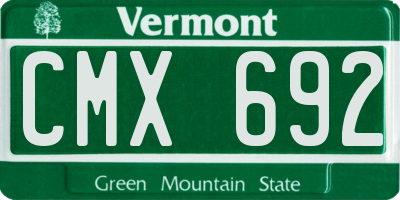 VT license plate CMX692
