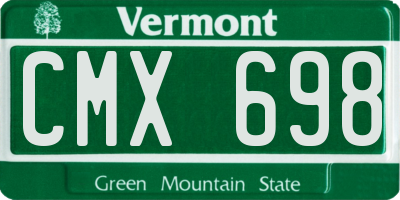 VT license plate CMX698