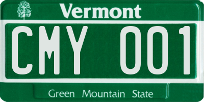 VT license plate CMY001