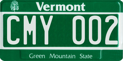VT license plate CMY002