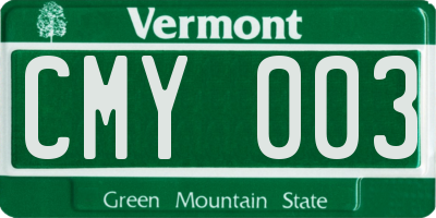 VT license plate CMY003