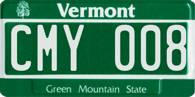 VT license plate CMY008