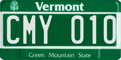 VT license plate CMY010
