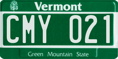 VT license plate CMY021