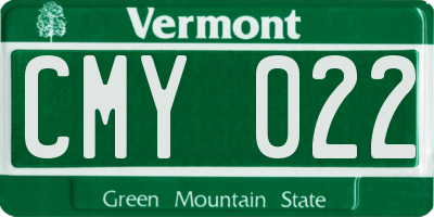 VT license plate CMY022