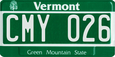 VT license plate CMY026
