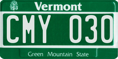 VT license plate CMY030