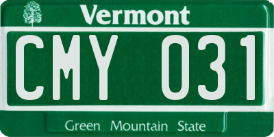 VT license plate CMY031
