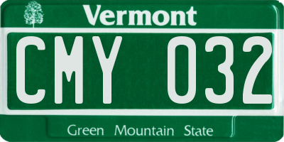 VT license plate CMY032