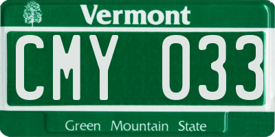 VT license plate CMY033