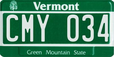 VT license plate CMY034