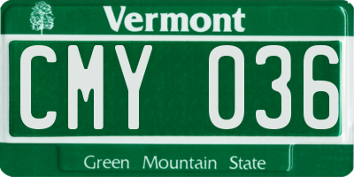 VT license plate CMY036