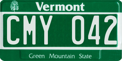 VT license plate CMY042