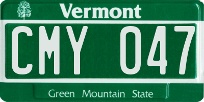 VT license plate CMY047