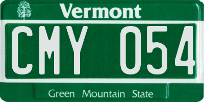 VT license plate CMY054