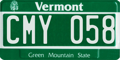 VT license plate CMY058